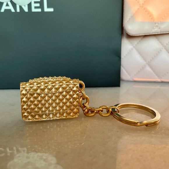 Authentic CHANEL Classic Flap Gold Key Ring/Chain - Picture 2 of 7